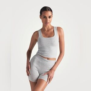 SKIMS Light Gray Ribbed Tank and Shorts Set Size XLarge